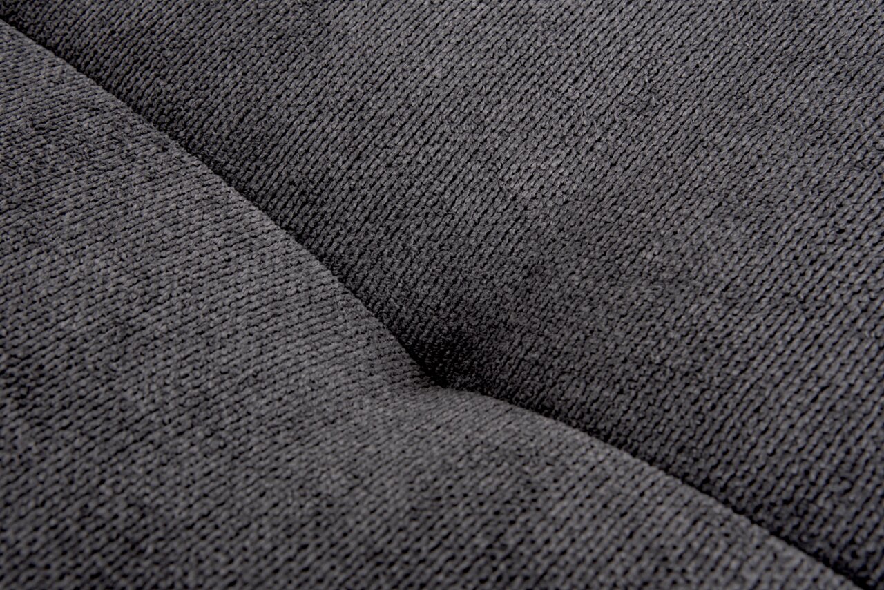 Nahaufnahme der grauen Stoffstruktur der Hockerbank FELLINI II, zeigt die Textur und Detailansicht des Materials.