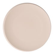 Ansicht von oben auf einen runden, cremefarbenen Speiseteller NewMoon mit schlichtem Design.