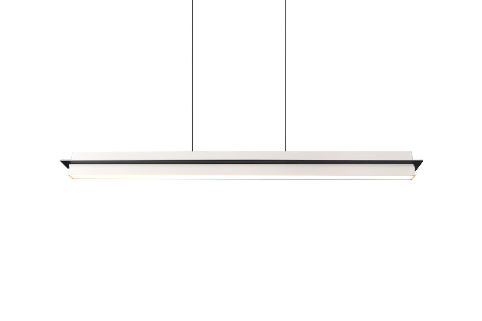 Moderne LED-Hängeleuchte in minimalistischem Design, seitliche Perspektive