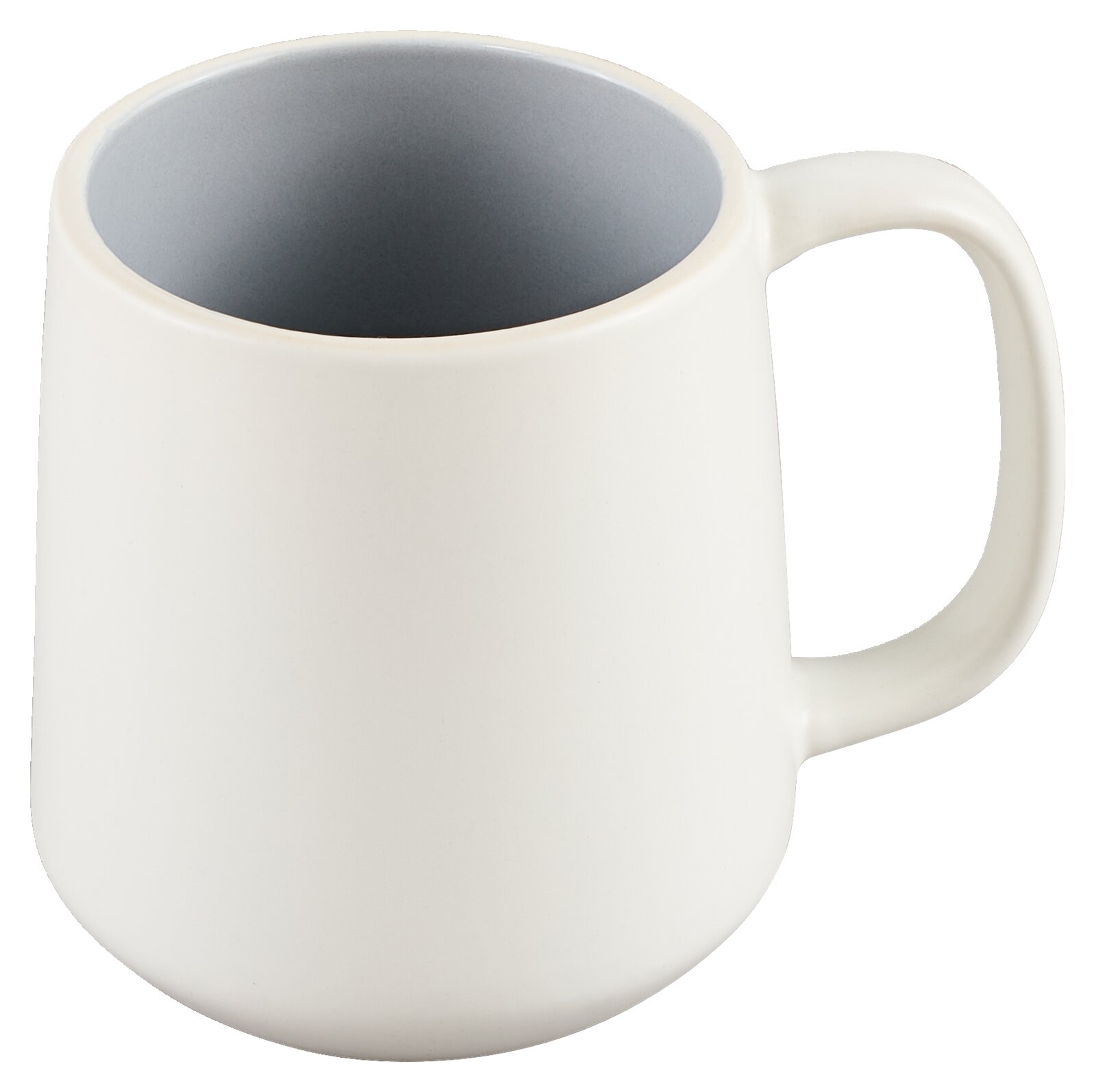 Novel Kaffeebecher LEVANTO Weiße Keramik-Tasse mit Henkel, leicht von oben in schräger Seitenansicht fotografiert