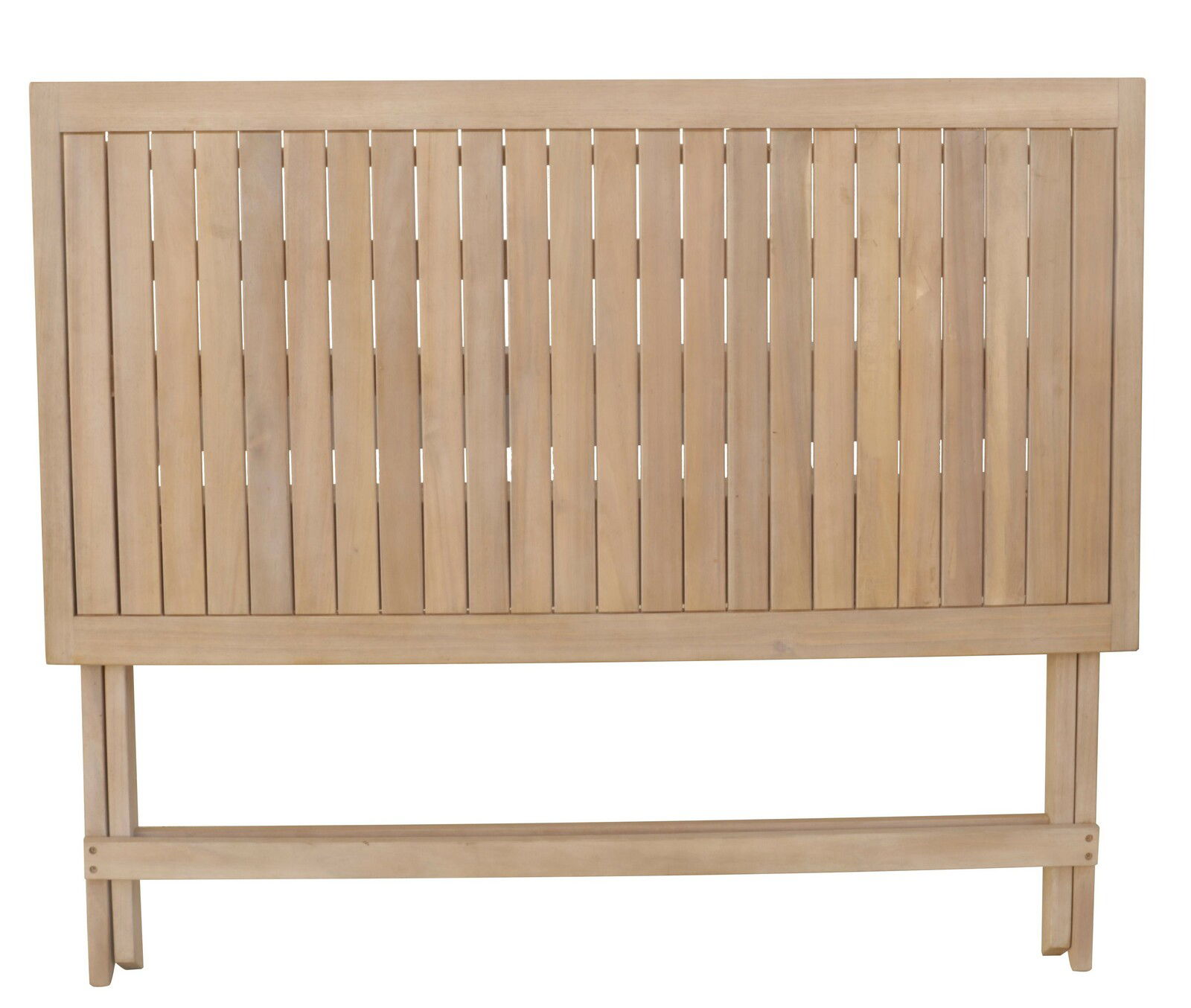 Holz-Klapptisch in Frontansicht mit vertikalen Lamellen.