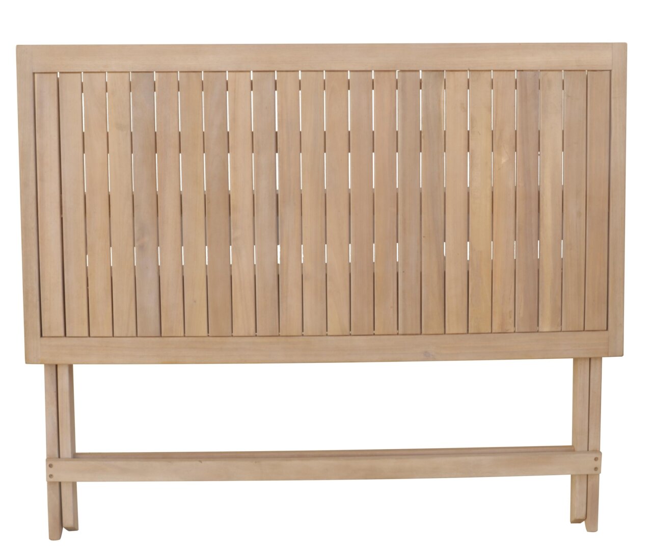 Houten klaptafel in vooraanzicht met verticale lamellen.