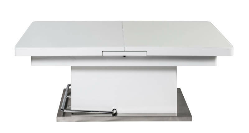 StepOne Funktions-Couchtisch MARY Moderner weißer Funktions-Couchtisch mit rechteckiger Form, seitliche Ansicht.