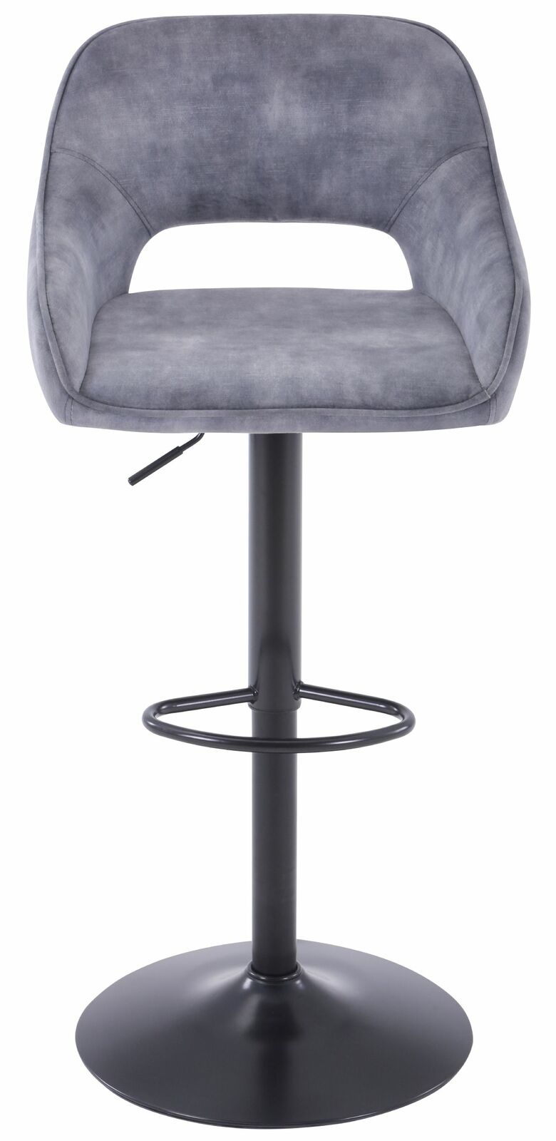 Z2 Barstuhl HANNES Moderner Barstuhl in grauem Stoff mit schwarzem Metallgestell, Frontalansicht