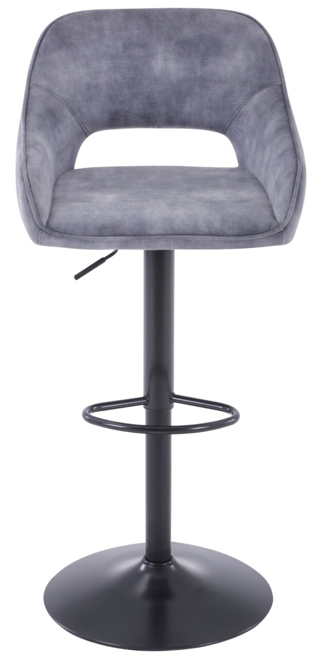Z2 Barstuhl HANNES Moderner Barstuhl in grauem Stoff mit schwarzem Metallgestell, Frontalansicht