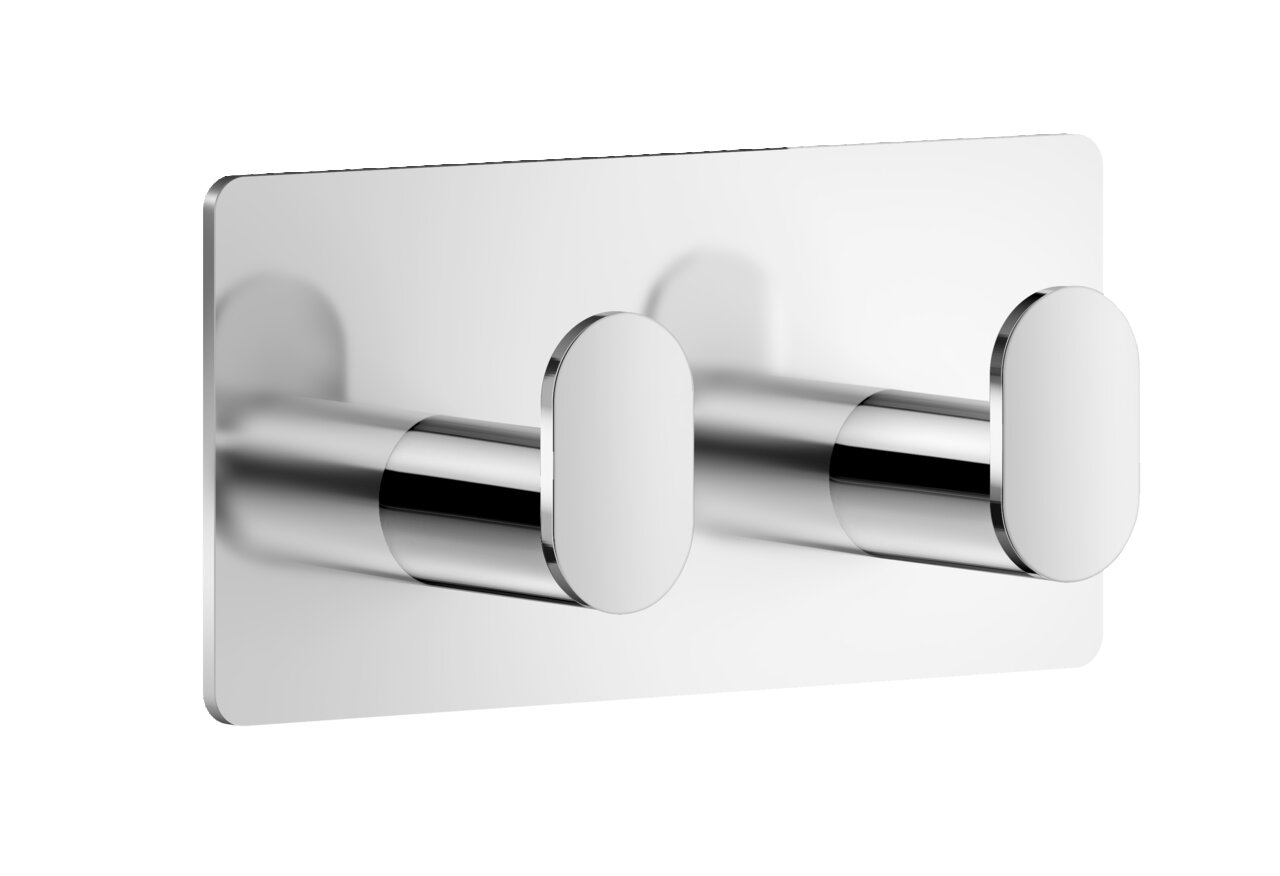 Doppelhaken aus poliertem Edelstahl, seitliche Perspektive