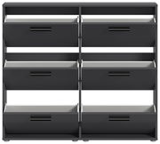 Schuhkipper mit sechs Fächern in schwarzer Farbe, frontale Ansicht