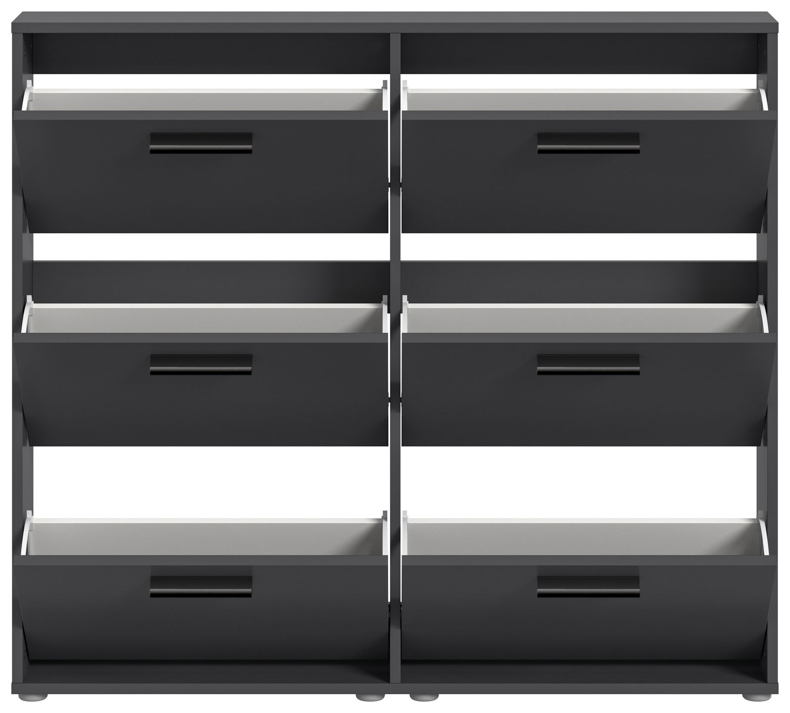 Schuhkipper mit sechs Fächern in schwarzer Farbe, frontale Ansicht