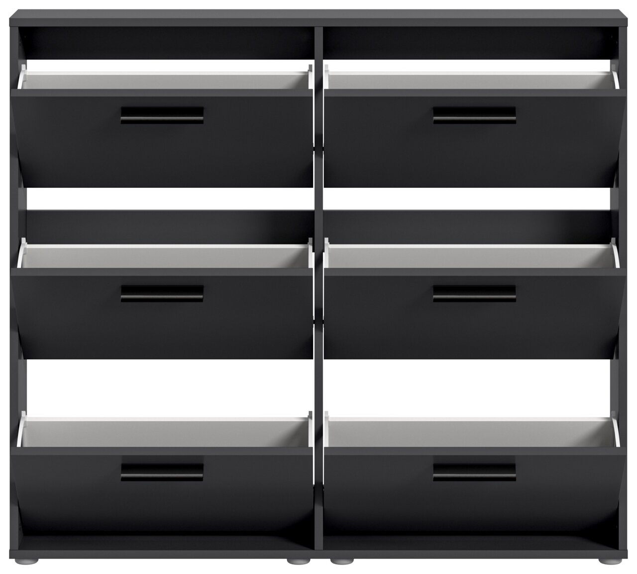 Schuhkipper mit sechs Fächern in schwarzer Farbe, frontale Ansicht