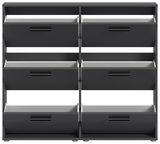 Schuhkipper mit sechs Fächern in schwarzer Farbe, frontale Ansicht