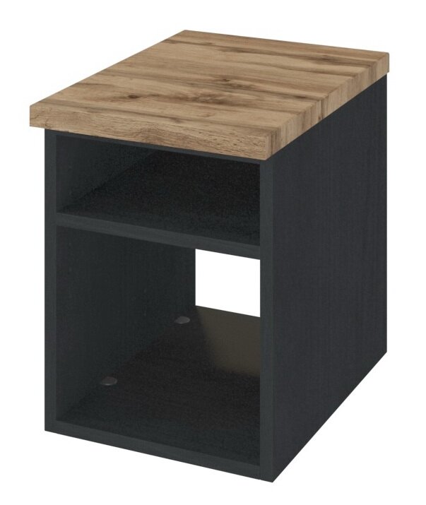 XORA Unterschrankregal DAVOS Unterschrankregal mit dunklem Korpus und heller Holzoberfläche, seitliche Perspektive