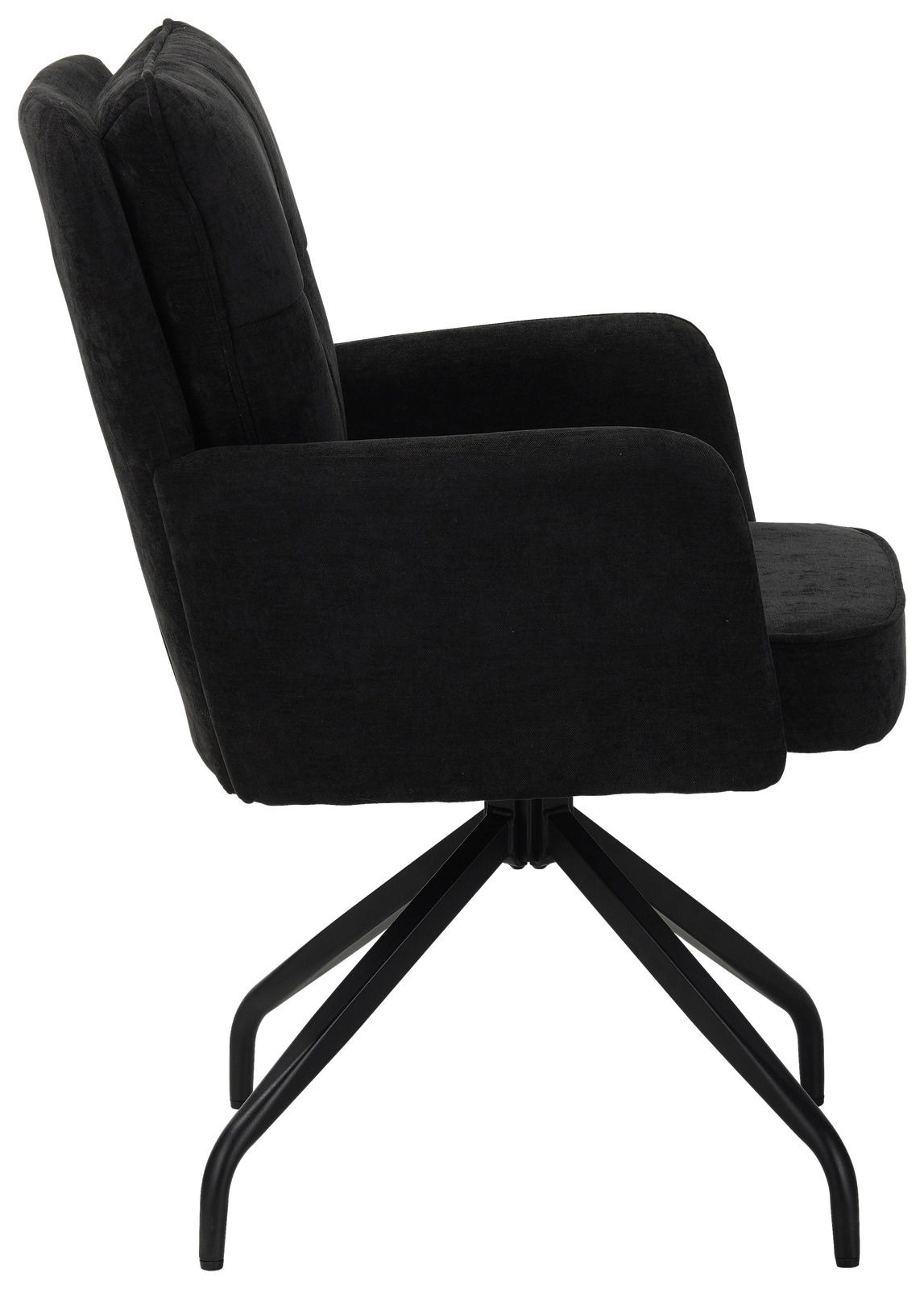 Schwarzer Schwingstuhl mit Armlehnen, seitliche Ansicht