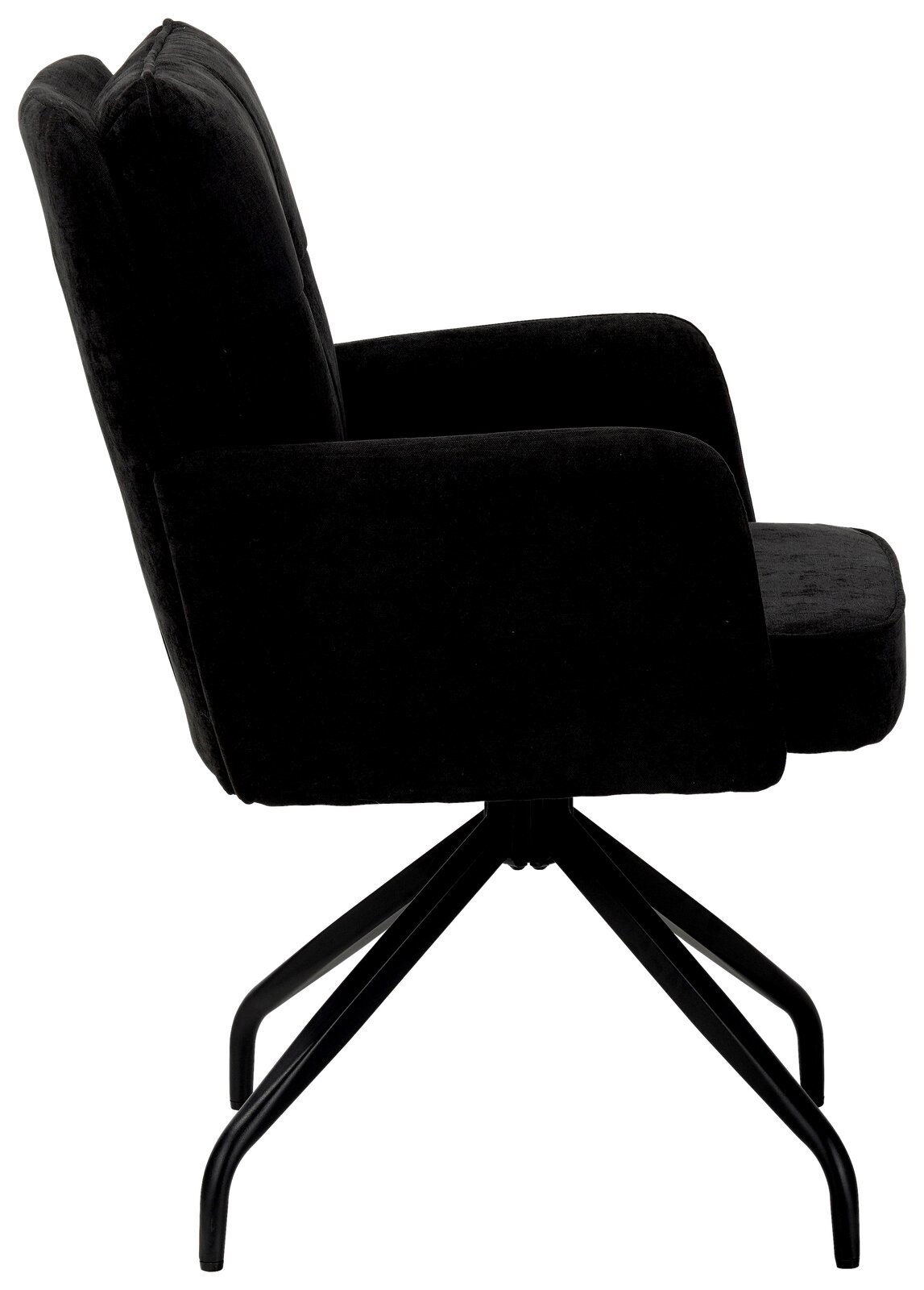 Schwarzer Schwingstuhl mit Armlehnen, seitliche Ansicht