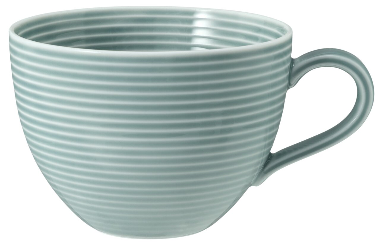 Milchkaffeetasse 0,35l mit horizontalen Rillen in Seitenansicht