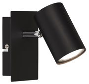 Schwarzer LED-Spot mit zylindrischem Kopf, seitliche Perspektive