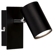 Schwarzer LED-Spot mit zylindrischem Kopf, seitliche Perspektive