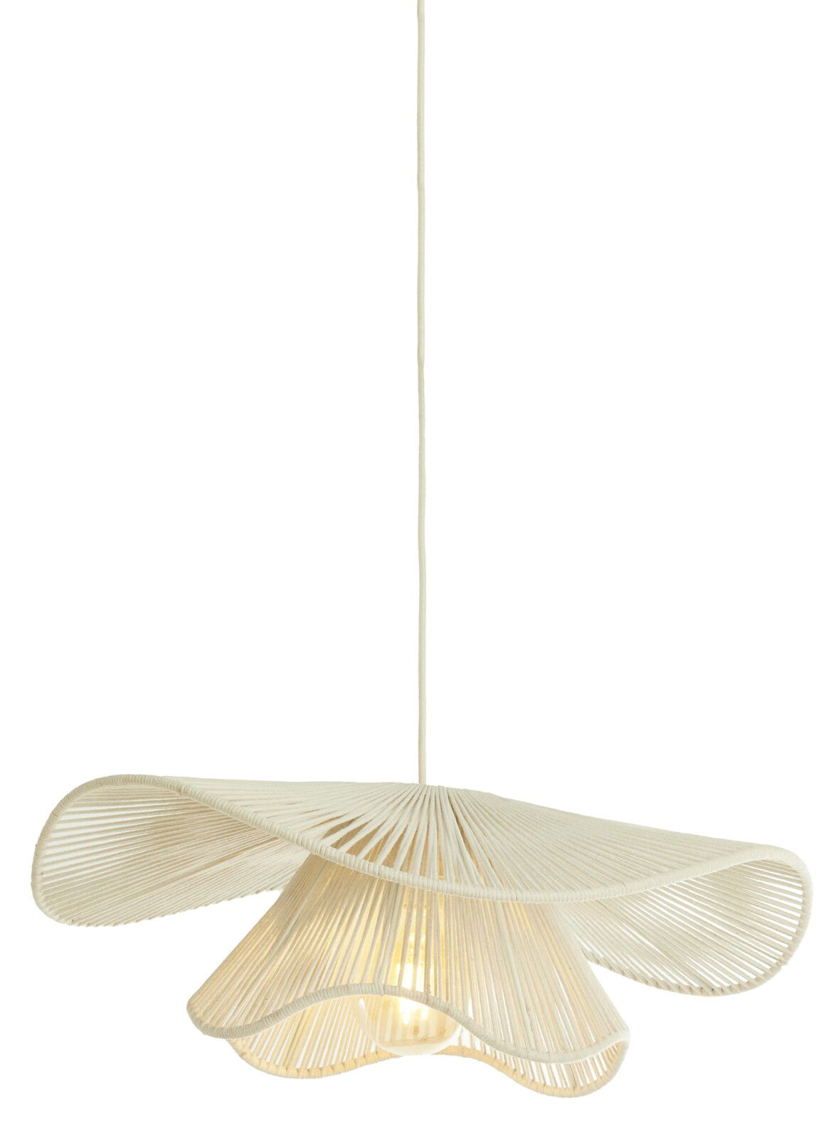 Light&Living Hängeleuchte ELCKA Hängeleuchte mit organisch geformtem, geflochtenem Schirm aus der Seitenperspektive