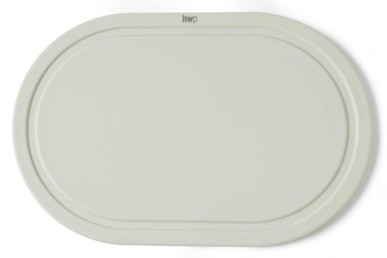 Ovales Schneidbrett aus hellem Material, Draufsicht