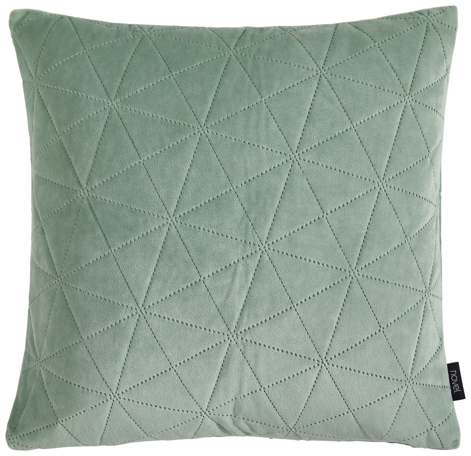 Grüne Kissenhülle mit geometrischem Muster, Vorderansicht