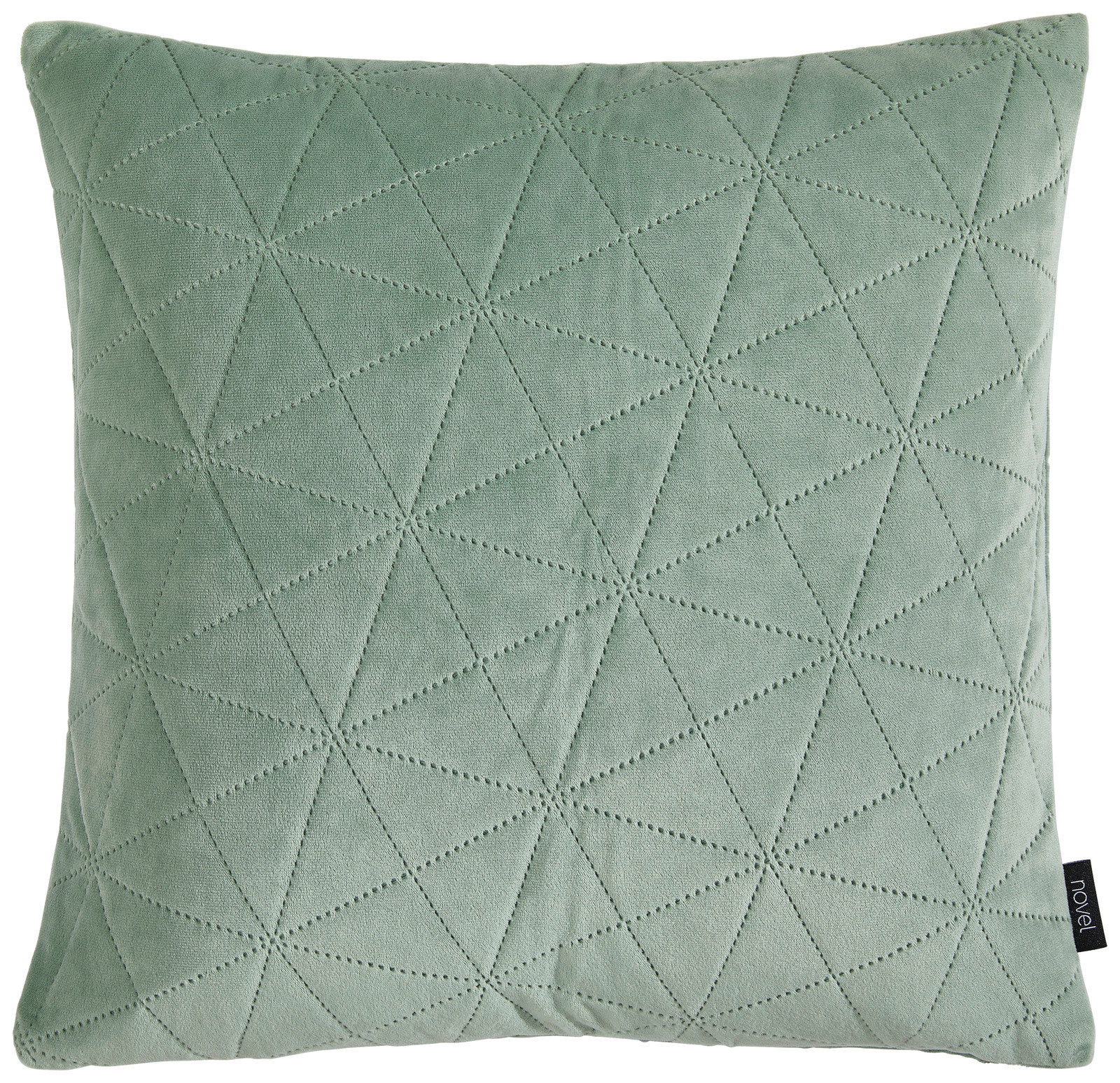 Grüne Kissenhülle mit geometrischem Muster, Vorderansicht