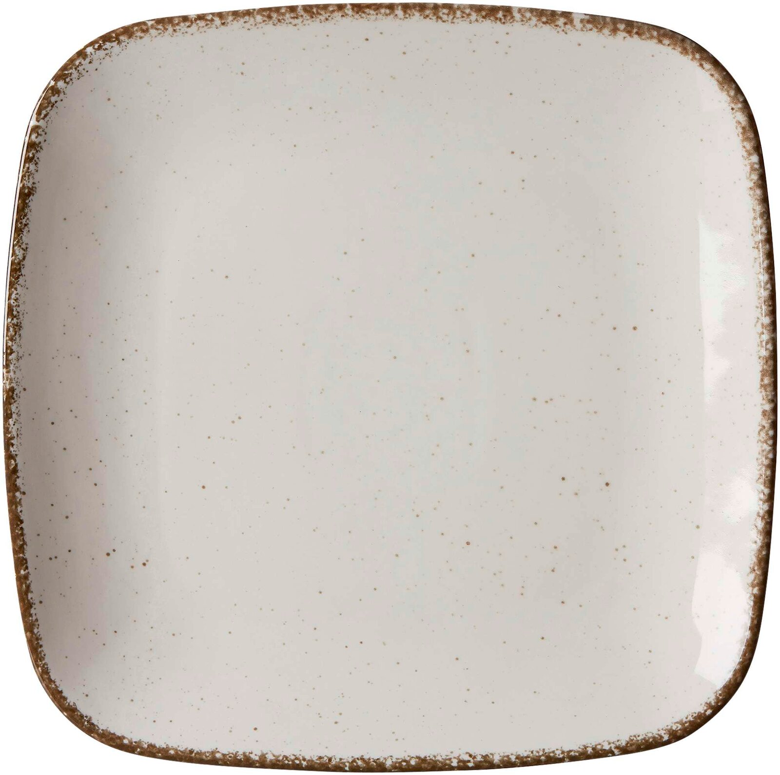 Dessertteller Casa 22cm beige, quadratisch mit gesprenkeltem Rand, Draufsicht