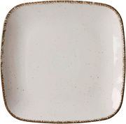 Dessertteller Casa 22cm beige, quadratisch mit gesprenkeltem Rand, Draufsicht
