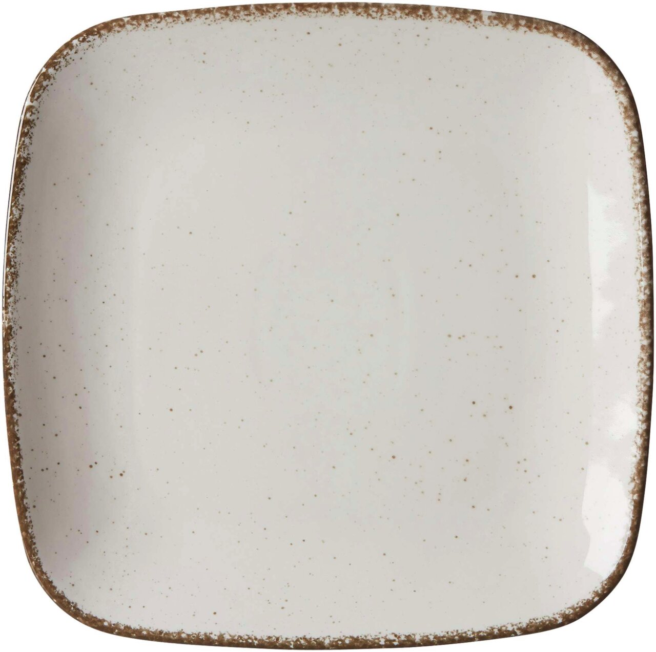 Dessertteller Casa 22cm beige, quadratisch mit gesprenkeltem Rand, Draufsicht