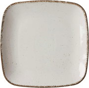 Dessertteller Casa 22cm beige, quadratisch mit gesprenkeltem Rand, Draufsicht
