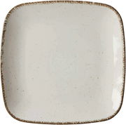 Dessertteller Casa 22cm beige, quadratisch mit gesprenkeltem Rand, Draufsicht