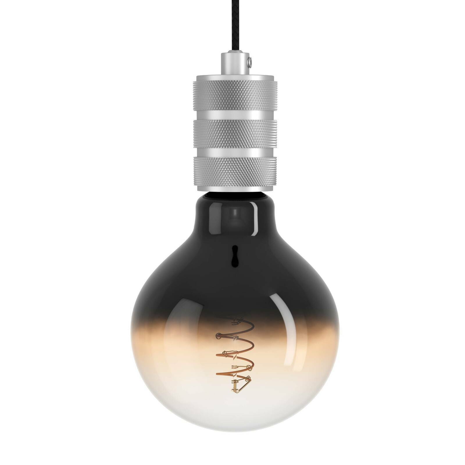 Moderne Pendelleuchte YORTH mit schwarzem und transparentem Glas, seitliche Perspektive