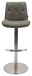 Novel Barhocker HENRY Frontansicht eines grauen Barhockers mit gepolsterter Rückenlehne und verchromtem Fußgestell.