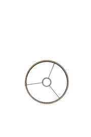 Ansicht von oben auf einen runden Lampenschirm mit Metallstreben.