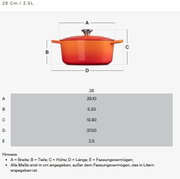 Gourmet-Profitopf Kürbis 28cm, orangefarbener Topf mit Deckel und Griffen, seitliche Perspektive