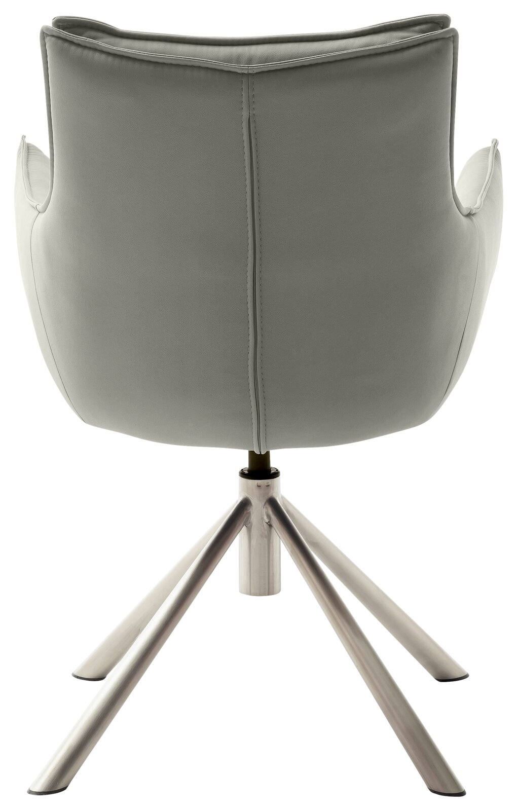 Rückansicht eines modernen Sessels mit Metallfußgestell