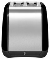 Frontansicht eines Kitchen Aid 2-Scheiben-Toasters in Onyx mit Edelstahloberfläche.