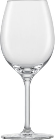 Witwijnglas van helder glas, van voren gefotografeerd