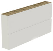 XL-Hängeschuhschrank mit zwei Klappen in Weiß mit Holzoberfläche, seitliche Perspektive