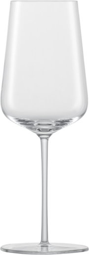 Chardonnayglas aus klarem Glas, frontal fotografiert