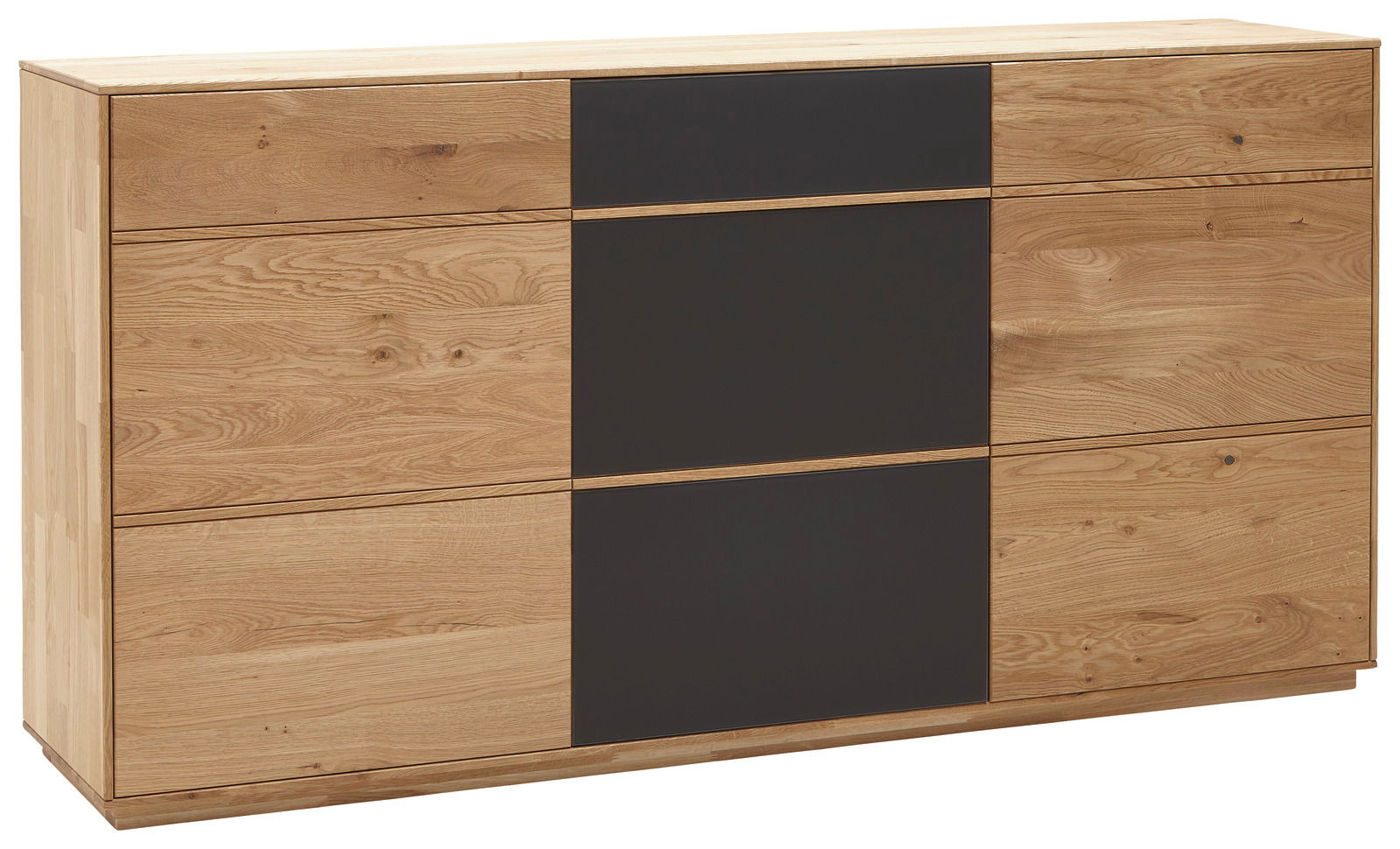 Waldwelt Sideboard 2-türig AVANTI Sideboard aus Holz mit zwei Türen und dunklen Akzentflächen, seitliche Perspektive