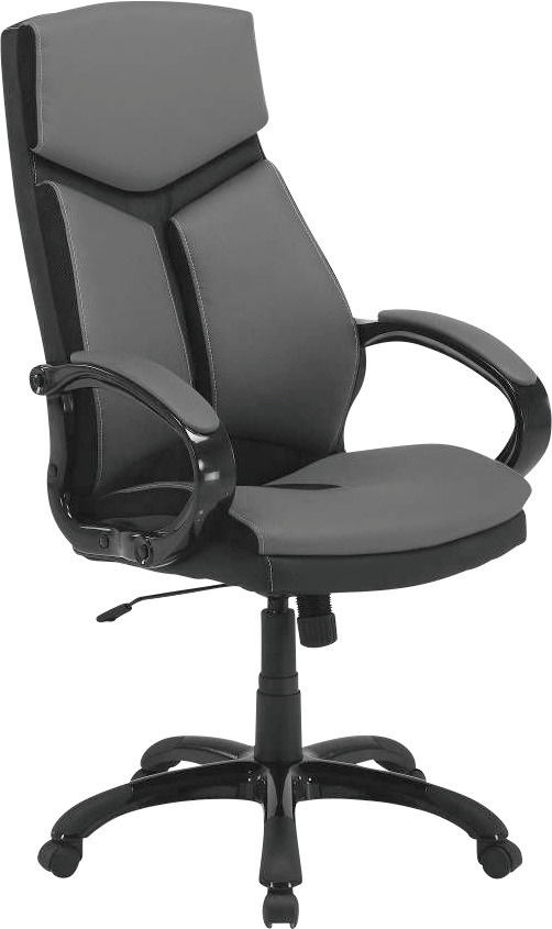 Schwarzer Chefsessel mit Armlehnen und verstellbarer Sitzhöhe, seitliche Perspektive