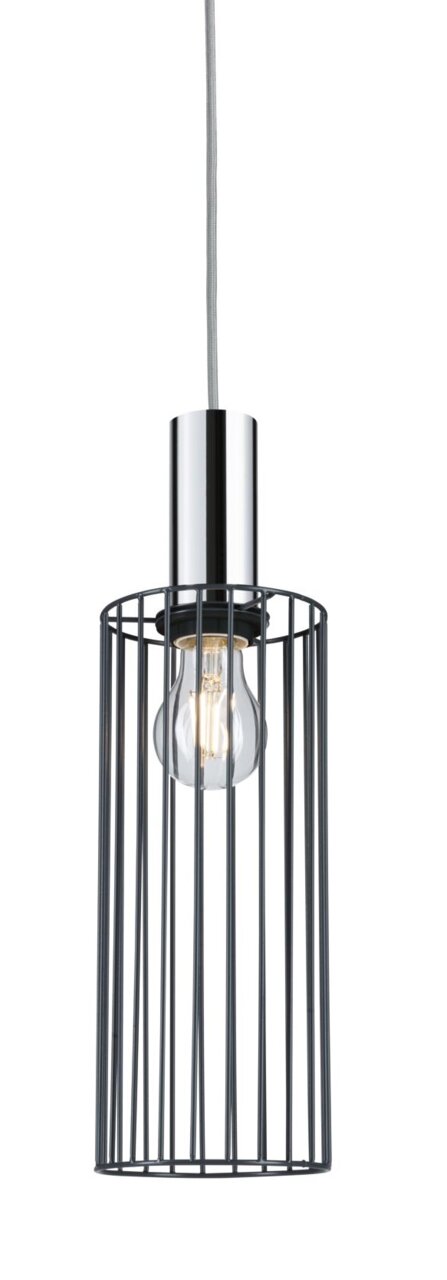 Hängelampe mit Metallkäfig-Design, seitliche Perspektive