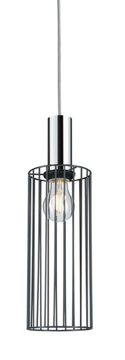 Hängelampe mit Metallkäfig-Design, seitliche Perspektive