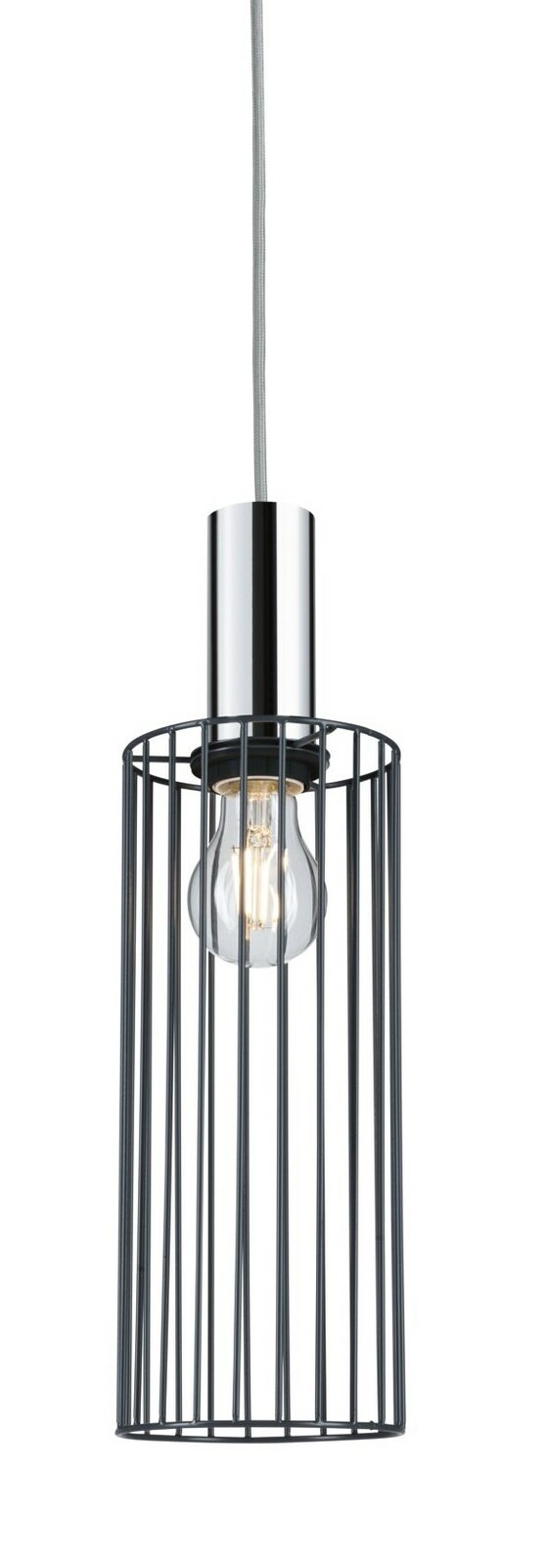 Hängelampe mit Metallkäfig-Design, seitliche Perspektive