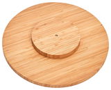 Rundes Drehkabinett aus Holz, von oben betrachtet, mit zwei übereinanderliegenden Scheiben.