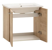 Waschtisch-Set mit offenem Unterschrank aus Holz, Frontansicht