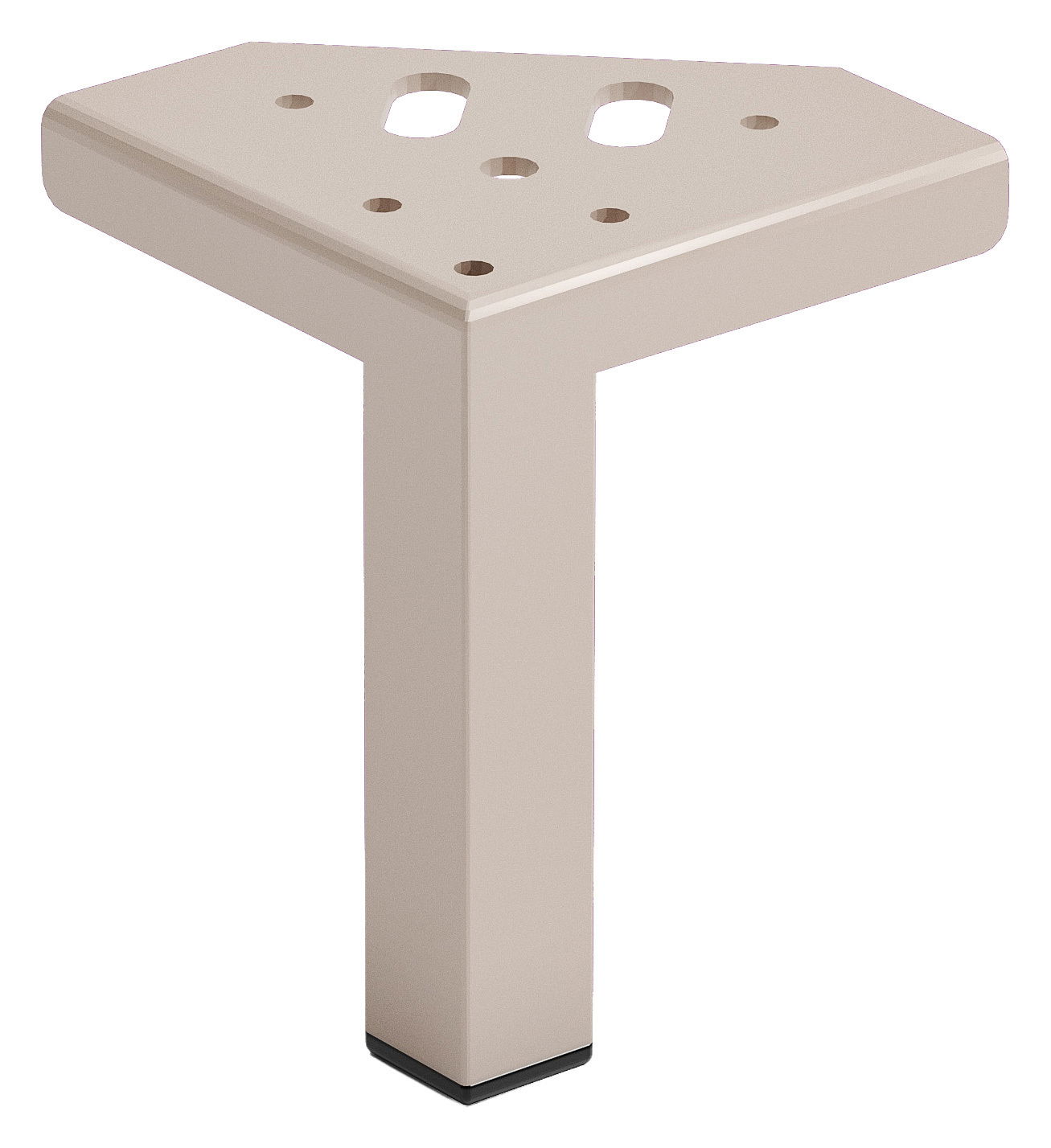 XORA Fuss-Set 4-tlg. Beigefarbener Möbel-Fuß in T-Form, seitliche Perspektive