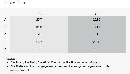 Tarte-Form 28cm Azure, seitliche Perspektive, 2.1 Liter Fassungsvermögen