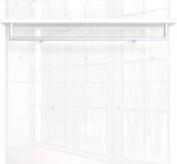 Garderobenpaneel in weißer Farbe mit mehreren Haken und einer Ablage, frontal abgebildet.