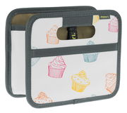 Faltbox Mini mit buntem Cupcake-Muster, seitliche Perspektive