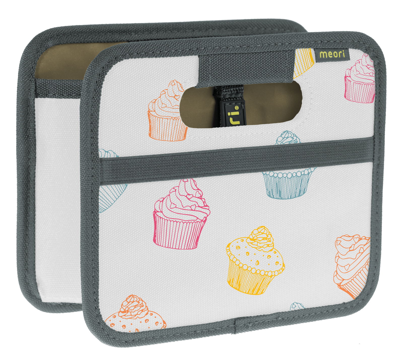 Meori Faltbox Mini Faltbox Mini mit buntem Cupcake-Muster, seitliche Perspektive